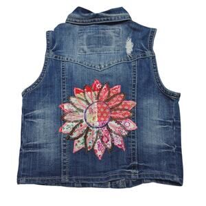 Vintage 2000s Wallflower Embroidered Woman’s Denim Button Vest Size Small Y2k